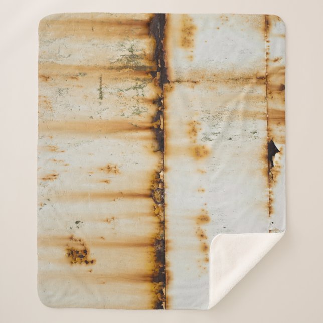 Rusty White Metal: Textured Surface Sherpa Blanket (Front)