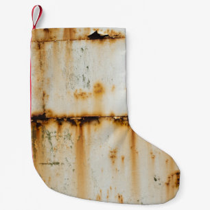 Rusty White Metal: Textured Surface Small Christmas Stocking