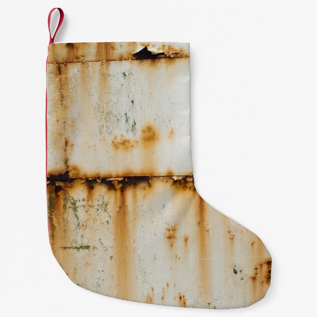 Rusty White Metal: Textured Surface Small Christmas Stocking (Front)