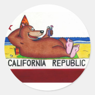 Rusty's California Bear Flag Classic Round Sticker