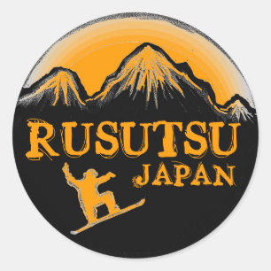 Rusutsu Japan orange snowboarder stickers