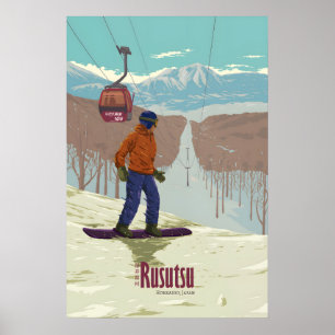 Rusutsu Japan Snowboarding Travel Poster