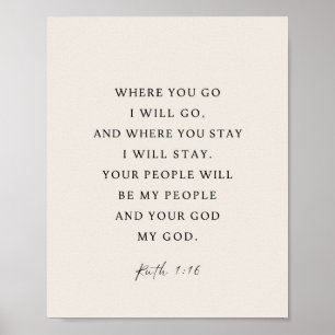 Ruth 1:16 Bible Verse   Where You Go I Will Go Poster