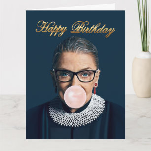 Ruth Bader Ginsburg Blowing Pink Bubble gum Card