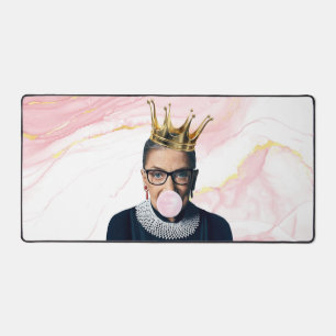 Ruth Bader Ginsburg Blowing Pink Bubble gum Desk Mat