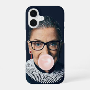 Ruth Bader Ginsburg Blowing Pink Bubble gum iPhone 16 Case