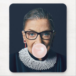 Ruth Bader Ginsburg Blowing Pink Bubble gum Mouse Pad