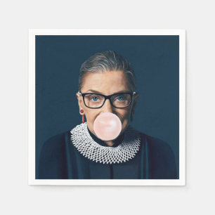 Ruth Bader Ginsburg Blowing Pink Bubble gum Napkin