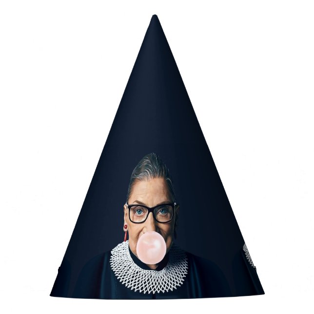 Ruth Bader Ginsburg Blowing Pink Bubble gum   Party Hat (Front)