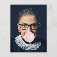 Ruth Bader Ginsburg Blowing Pink Bubble gum   