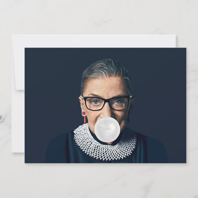 Ruth Bader Ginsburg Blowing White Bubble gum   Invitation (Front)