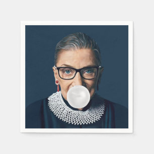 Ruth Bader Ginsburg blowing white bubble gum Napkin