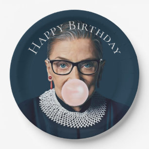 Ruth Bader Ginsburg Bubble gum Happy Birthday Paper Plate