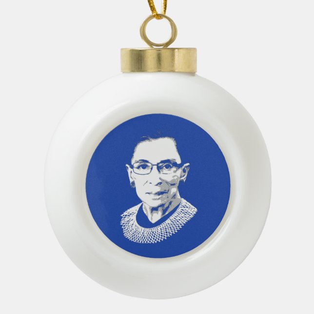 RUTH BADER GINSBURG CERAMIC BALL CHRISTMAS ORNAMENT (Front)