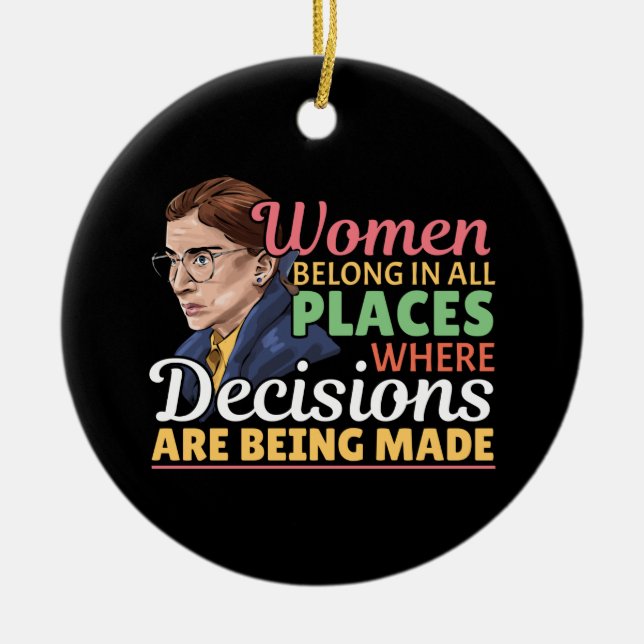 Ruth Bader Ginsburg Feminist Lawyer Judge Ceramic Ornament (Front)