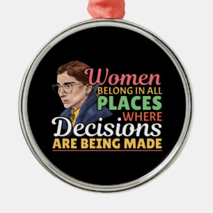 Ruth Bader Ginsburg Feminist Lawyer Judge Metal Ornament