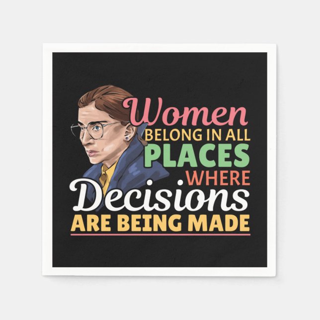 Ruth Bader Ginsburg Feminist Lawyer Judge Napkin (Front)