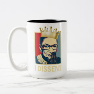 Ruth Bader Ginsburg Mug, I Dissent Two-Tone Coffee Mug