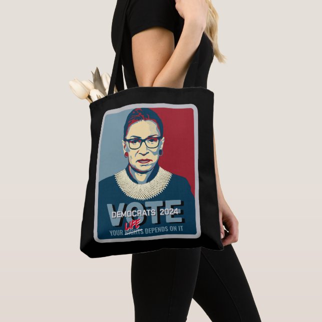 Ruth Bader Ginsburg Pro-Choice Vote 2024 Womens Tote Bag (Close Up)