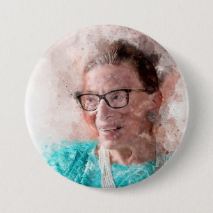 Ruth Bader Ginsburg Smiling Watercolor Portrait T 7.5 Cm Round Badge