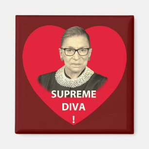 Ruth Bader Ginsburg Supreme Diva Tinted Red Heart Magnet