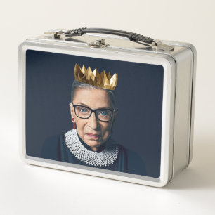 Ruth Bader Ginsburg with Gold Crown   Metal Lunch Box