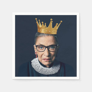 Ruth Bader Ginsburg with Gold Crown Napkin