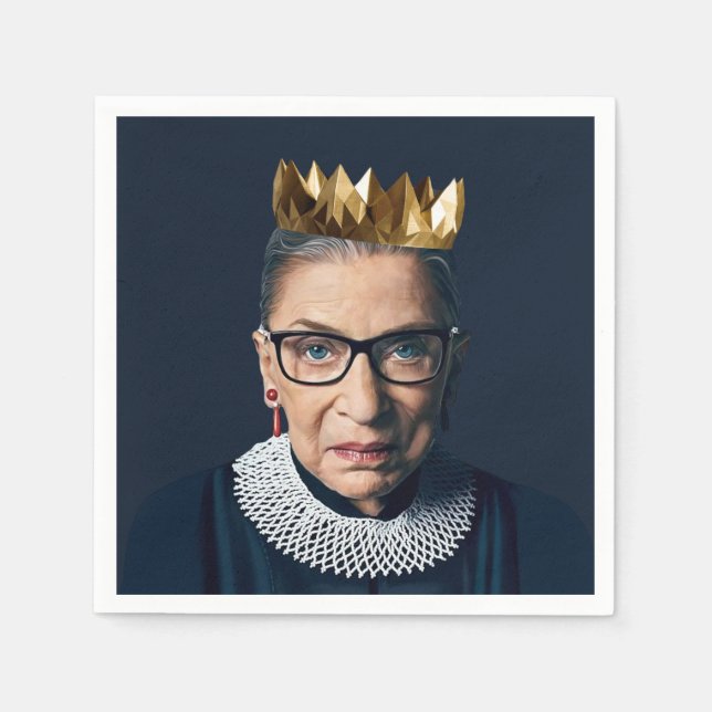 Ruth Bader Ginsburg with Gold Crown   Napkin (Front)
