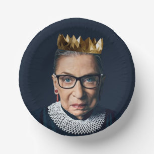 Ruth Bader Ginsburg with Gold Crown Paper Plate