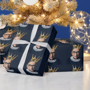 Ruth Bader Ginsburg with Gold Crown   Wrapping Paper