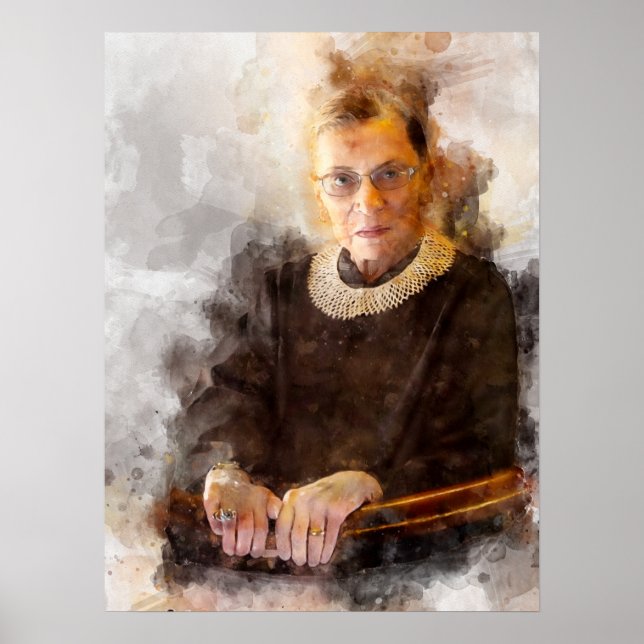 Ruth Bader Ginsburg with Judge Robe Portrait Poster (Front)