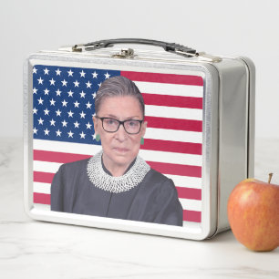 Ruth Bader Ginsburg with USA Flag Metal Lunch Box