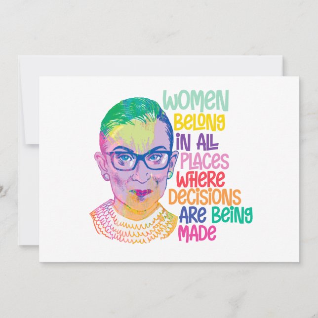Ruth Bader Ginsburg Women Belong In All Places Holiday Card (Front)