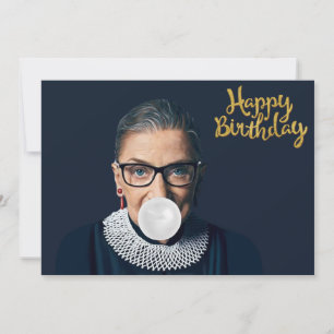 Ruth Ginsburg Blowing Bubble gum Happy Birthday Invitation