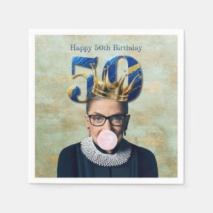 Ruth Ginsburg Crown Gum Happy 50th Birthday Napkin