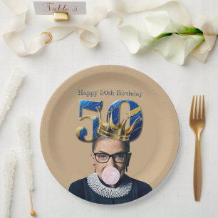 Ruth Ginsburg Crown Gum Happy 50th Birthday Paper Plate