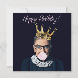 Ruth Ginsburg crown pink gum Happy Birthday! Card