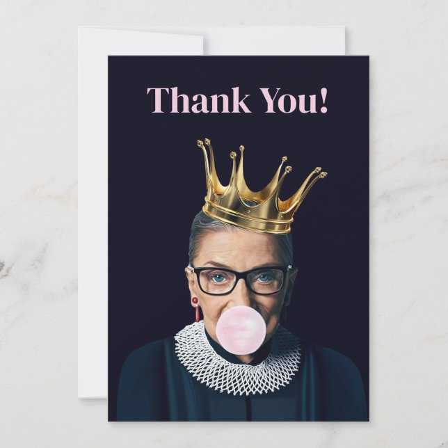 Ruth Ginsburg crown pink gum Thank You Card (Front)
