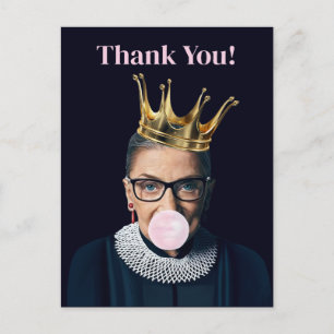 Ruth Ginsburg crown pink gum Thank You! Postcard