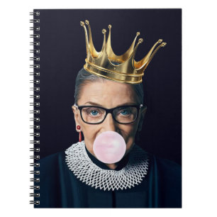 Ruth Ginsburg gold crown blowing pink gum Notebook