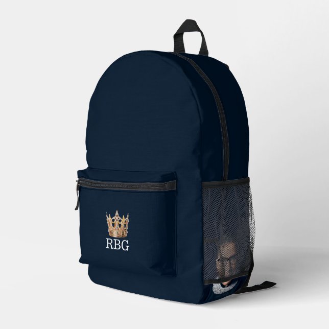 Ruth Ginsburg RBG with Crown Printed Backpack (Back Corner Right)