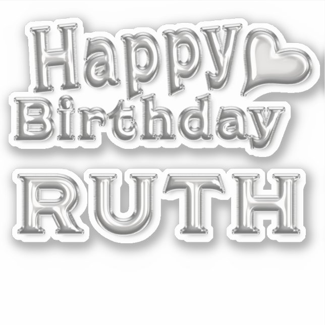 Ruth Happy Birthday silver sticker decal (Front)