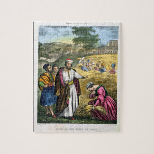 Ruth in the Field of Boaz, from a bible printed by Jigsaw Puzzle