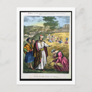 Ruth in the Field of Boaz, from a bible printed by Postcard
