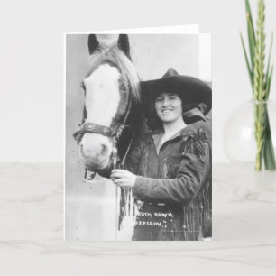 Ruth Roach and her horse. Card