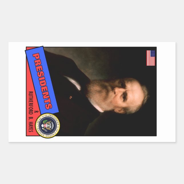 Rutherford B. Hayes Baseball Card Rectangular Sticker (Front)