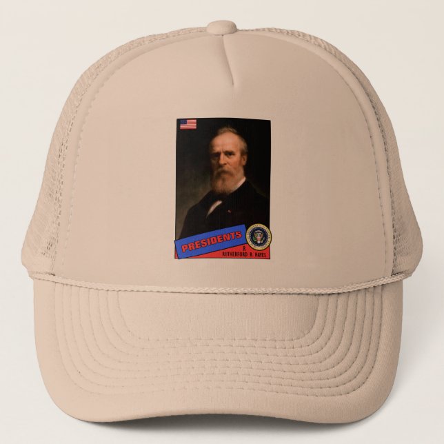 Rutherford B. Hayes Baseball Card Trucker Hat (Front)