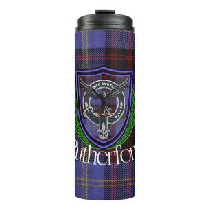 Rutherford Scottish Clan Tartan & Crest Thermal Tumbler