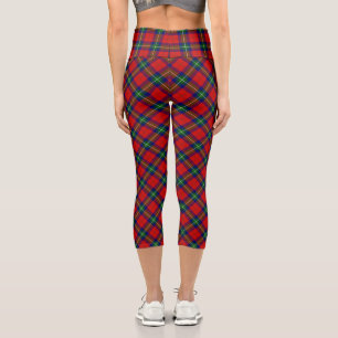 Ruthven tartan red green blue plaid capri leggings