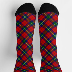 Ruthven tartan red green blue plaid socks